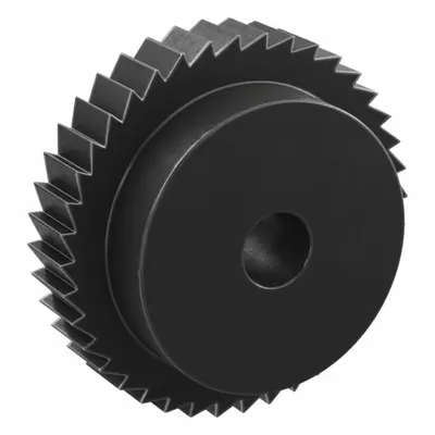 KHK GEARS Ratchet Gear: 6.28 Pitch, 40 Teeth, 15 mm Bore Dia, Black Oxide-Coated Steel - Metric Ratchets with Hub