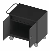 DURHAM MFG Mobile Cabinet Workbench: 36 in x 24 in, Rubber, 1,200 lb Overall Load Capacity, Gray (MPN 3115-RM-95)
