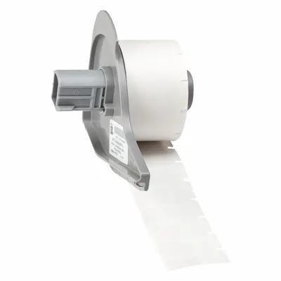 BRADY Wraparound Label: 1 in x 1/2 in, 1/2 in, Vinyl, White (Matte) - Brady Precut Label Rolls