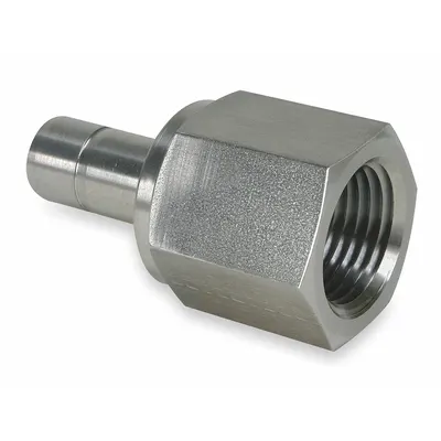 PARKER Compression Fitting Adapter: 1/4 in OD x 1/8 in Pipe Fitting Size - Double-Ferrule Stainless Steel Fittings