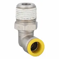 PARKER Push-Fit Elbow Fitting: 12 mm OD x 1/2 mm Pipe Size, Push-to-Connect x BSPT, Brass, Silver (MPN W169PLP-12M-8R)