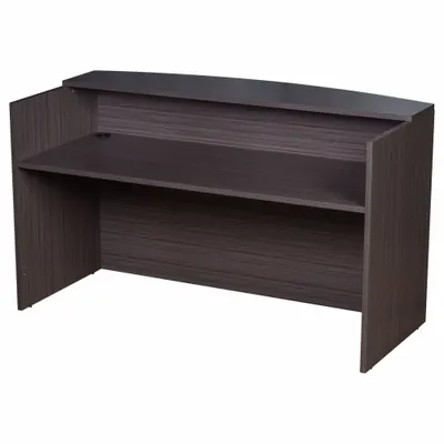 BOSS Reception Desk: Melamine, Driftwood, 42 in Overall Ht, 71 in Overall Wd - Reception Desks