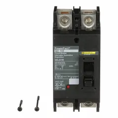 Molded case circuit breaker with 150 A continuous current rating and 25kA interrupting capacity at 240V AC. Two-pole configuration with fixed instantaneous trip and lug terminals. Suitable for overcurrent protection in branch circuits and equipment in electrical distribution systems.