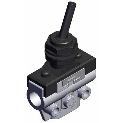 SMC Shuttle Valve: VM100 Series, Toggle Actuator, 3 Ports, M5 - VM Series Manual Air Control Valves