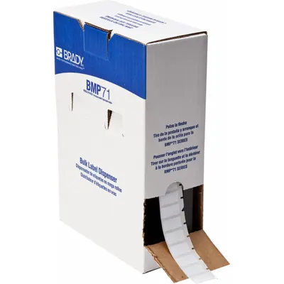 BRADY Pre-Cut Label Stock Roll: 1/2 in x 1 in, 1 in x 1/2 in, Polyester, White (Gloss) - Brady Precut Label Rolls