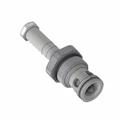 This Parker solenoid cartridge valve is a screw-in, two-position, normally closed, two-way poppet valve. It features a steel body and polyurethane seal, with a C16-2 cavity size. Electrically operated, it is suited for on/off fluid control in hydraulic systems.