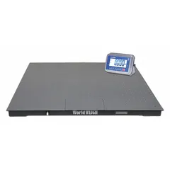 This B-TEK floor scale features a 48 in x 48 in carbon steel platform with a 5000 lb capacity and 1 lb readability. It includes RS-232 connectivity and weighs in kilograms. Suitable for industrial weighing tasks in warehouses and manufacturing facilities.