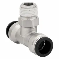 PARKER Push-Fit Tee Fitting: 1/4 in Pipe x 1/2 in OD x 1/4 in OD Size, NPTF x Tube x Push-to-Connect (MPN W172PLP-8-4)