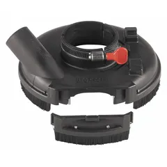 Dust extraction accessory designed for use with larger angle grinders. Captures debris during grinding to improve air quality and visibility. Suitable for metal fabrication, construction, and industrial maintenance applications.