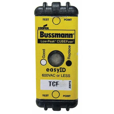 BUSSMANN Fuse: Class CF, TCF Series, Time-Delay, 17.5 A, 600 V AC, 300 V DC - Time-Delay Cube Fuses
