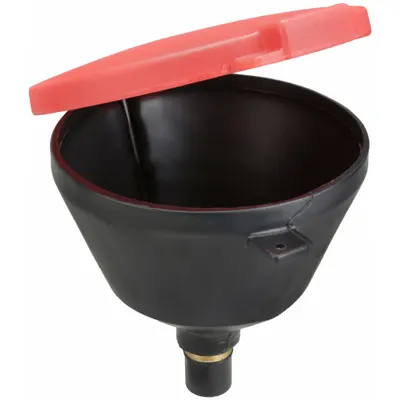 ULTRATECH Drum Funnel with Lid: Lockable, Black / Red, No Flame Arrester - Drum Funnels