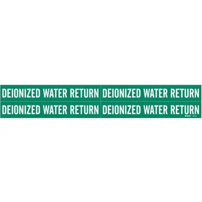 BRADY Pipe Marker: Deionized Water Return, Green, White, Fits 3/4 to 2 3/8 in Pipe O.D. - Deionized Water Return Adhesive Pipe Markers
