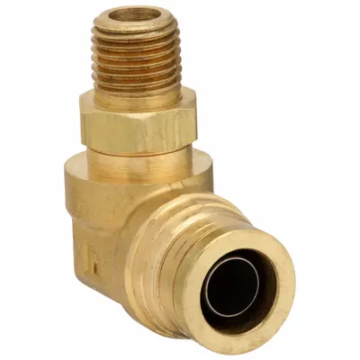 PARKER Push-Fit Elbow Fitting: 5/8 in OD x 3/8 in Pipe Fitting Size, Push-to-Connect x MNPT - Brass Air Brake Fittings
