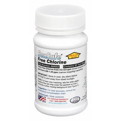 INDUSTRIAL TEST SYSTEMS Test Strips: Free Chlorine, Strip, 50 Tests - Single-Parameter Test Strips