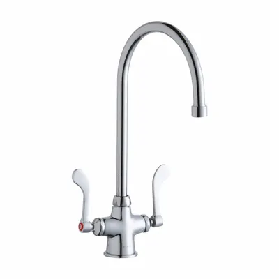 ELKAY Handle-Operated Faucet: Elkay, Brass, Centerset, Deck, 1 Mounting Holes - Centerset Kitchen Faucets