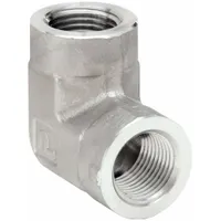 Metal Pipe Elbow: 90° Elbow, 316 Stainless Steel, 3/8 in x 3/8 in, 4,500 psi (MPN 3/8 DD-SS)