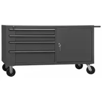 DURHAM MFG Mobile Cabinet Workbench: 66 in x 33 in, Steel, 4,000 lb Overall Load Capacity, Gray (MPN MBC-3060-95)