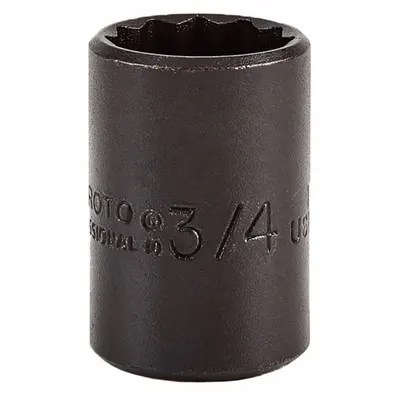 PROTO Socket: 1/2 in Drive Size, SAE, 3/4 in Socket Size, 12-Point, Std, 1 1/2 in Overall Lg - 1/2" Drive Impact Sockets