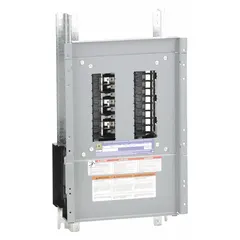This 100 A main lug convertible panel interior is designed for use in commercial and industrial electrical distribution systems. It features an aluminum bus and accommodates up to 18 spaces for QHB, QOB, or QOB-VH circuit breakers. Dimensions: 27 in height, 10 7/16 in width.
