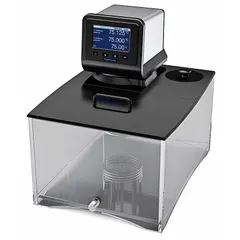 This general purpose water bath from POLYSCIENCE features a 23-liter polycarbonate interior and is heated only, with a maximum temperature of 85°C. It provides temperature accuracy of +/-0.005°C and is controlled via a programmable touch-screen display. Operating on 120V AC, it is suitable for sample incubation, material testing, and calibration in laboratory environments.