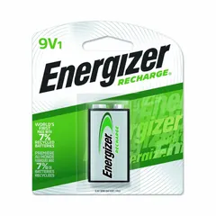 This 9V rechargeable battery uses Nickel-Metal Hydride chemistry and delivers 8.4V DC. It is suited for devices that require a 9V power source, such as smoke detectors, wireless microphones, and medical instruments. The rechargeable design reduces waste compared to single-use batteries.