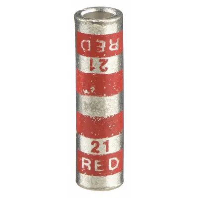 THOMAS & BETTS Open Barrel Splice: 8 AWG Wire Size, Red Code, 1 in, Copper Barrel - Crimped Butt Splice Compression Connectors