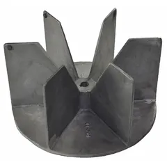 Aluminum radial blade blower wheel with 9 in diameter and 1/2 in bore. Supports CW/CCW rotation up to 1750 RPM. Includes set screws. Used in HVAC, ventilation, and industrial drying systems for supply or exhaust air movement.