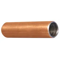 Ground rod sleeve accessory that slides onto the top of a ground rod to prevent mushrooming during installation. Accommodates conductor sizes from #8 SOL to #2 STR. Used in grounding system installations to protect the rod end from deformation when driven into soil