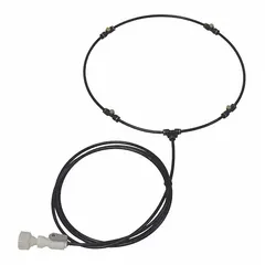 This misting kit is designed for use with a 20-inch fan to provide cooling in outdoor or industrial areas. It features a black polyethylene construction with a 15-inch base diameter and includes a shut-off valve with garden hose connection.