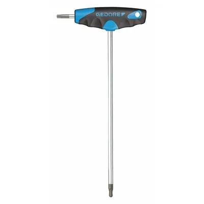 GEDORE Torx Key: 2 Tips, Torx, Single Ball End, T20 Tip Size, Long, Alloy Steel - T-Shaped Dual-Tip Ball End Torx Keys