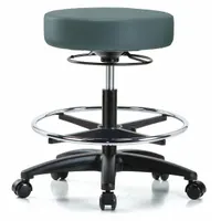 ESD Cleanroom Stool: Vinyl, Ht Range 20 1/2 in to 28 in, 17 in Seat Wd, 17 in Seat Dp, 5 Glides (MPN GRVMBSO-RG-CF-RC-8546)
