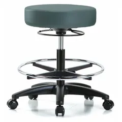 Vinyl Lab Stool with Fiberglass Base, 5 Glides, Height Range 20 1/2 to 28 in, Seat 17 x 17 in