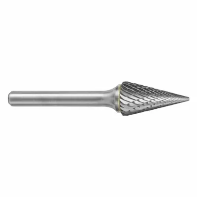 SGS PRO Carbide Bur: Pointed-End Cone, SM-1, Double Cut, 1/4" x 1/2" Head - Double-Cut Pointed-End Cone Burs
