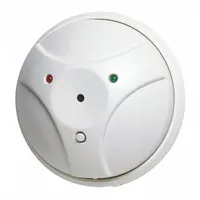 Glass break detector transmitter for security systems. Detects the sound frequency of breaking glass and transmits an alert to a security panel. Measures 4 1/2 in overall width, 2 in overall height. Powered by a CR123A lithium battery
