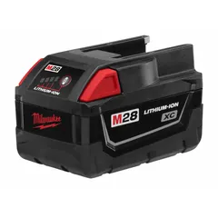 This Milwaukee M28 battery delivers 28V DC power with a 3 Ah capacity for cordless tools. The lithium-ion design supports extended runtime in drilling, cutting, and fastening applications. Suitable for job sites and industrial maintenance tasks.
