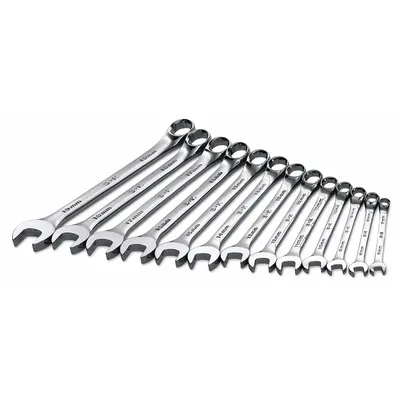 SK PROFESSIONAL TOOLS Combination Wrench Set: Alloy Steel, Chrome, 13 Tools - Metric 6-Point Combination Wrench Sets