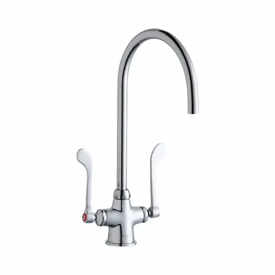 ELKAY Handle-Operated Faucet: Elkay, Brass, Centerset, Deck, 1 Mounting Holes - Centerset Kitchen Faucets