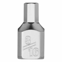 This hex bit socket features a 1/4 in drive size and a 3/16 in hex tip for driving hex-head fasteners. With an overall length of 51/64 in, it is suited for assembly, maintenance, and repair tasks in industrial settings.