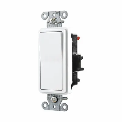 HUBBELL Wall Switch: Rocker Switch, Single Pole, Maintained, White, 120/277V AC - Rocker Wall Switches