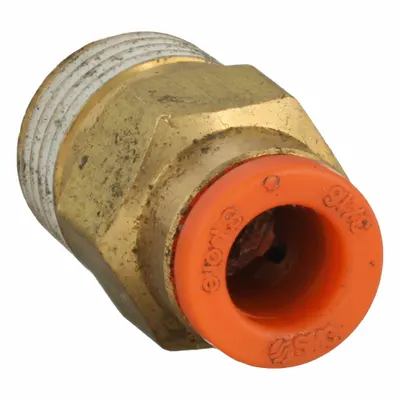SMC KQ2H05-01AS Push-to-Connect x BSPT Adapter, Brass, 3/16 in OD x 1/8 in - Polybutylene & Brass Tube Fittings