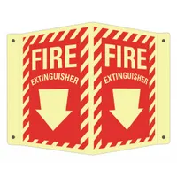 Fire Extinguisher Sign: Aluminum, Mounting Holes Sign Mounting, 6 in x 7 1/2 in Nominal Sign Size (MPN LCVB-0007-GA_4x6)