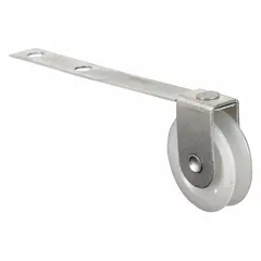This tension spring roller is a component for sliding screen door assemblies, providing tension to keep the door aligned and rolling smoothly. It has a 6 7/16 in overall height, a gray color with an unfinished surface, and is supplied as a single piece.