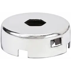 This cap cover is a replacement component for drill presses. It shields the spindle or quill assembly from debris and physical damage, supporting press accuracy and longevity in metalworking, woodworking, and fabrication environments.
