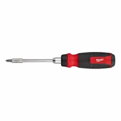 This combination multi-bit screw and nut driver includes 13 tips: Phillips, slotted, square, Torx (including size 25), and nut driver types. The magnetic tip retains bits securely. Suitable for driving and removing fasteners in assembly, electrical, and mechanical tasks.