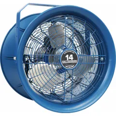 This non-oscillating fan head delivers focused high-velocity airflow for spot cooling, ventilation, and exhaust in industrial settings. It features a 14-inch blade, 1/4 hp single-phase motor, and operates at 115/208 to 230V AC with a single speed. Suitable for workshops, warehouses, and manufacturing plants.