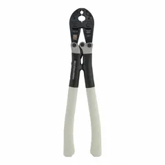Manual controlled-cycle crimper for wire terminals, lugs, and splices. Accommodates #14 to 4/0 AWG wire with 4.5 tons of crimping force. Overall length 25 5/8 in. Suitable for electrical maintenance, panel building, and industrial wiring applications.