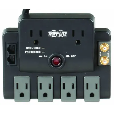 TRIPP LITE Outlet Strip: 6 Outlets, 6 ft Cord Lg, 1,440 J Rated Energy, 15 A Current - General Purpose Surge Protectors