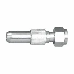Pressure-activated nozzle extension and tip with rigid steel body and steel spout. Features 1/4 in NPT female connection and all-steel wetted materials. Designed for manual dispensing of fluids from drum pumps where no meter is included.