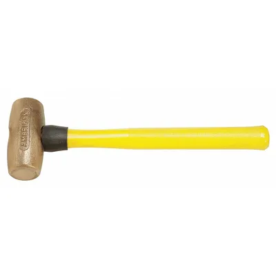 AMERICAN Bronze Mallet: Fiberglass Handle, Textured Grip, 4 lb Head Wt, 1 1/2 in Dia - Bronze Mallets
