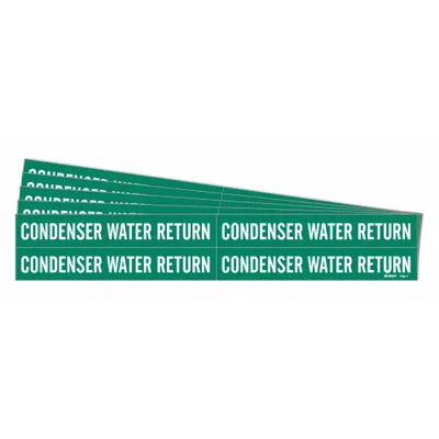 BRADY Pipe Marker: Condenser Water Return, Green, White, Fits 3/4 to 2 3/8 in Pipe O.D. - Condenser Water Return Adhesive Pipe Markers